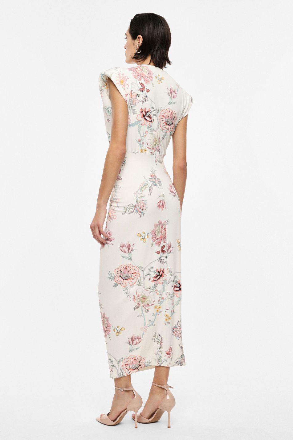 ROBE LONGUE À MOTIF FLORAL DÉCOLLETÉ EN V