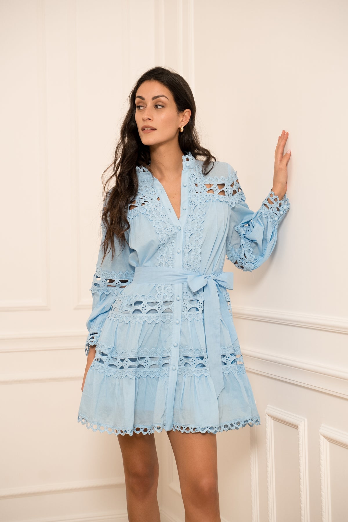 ROBE CHEMISE ELLIE EN COTON AJOURÉ