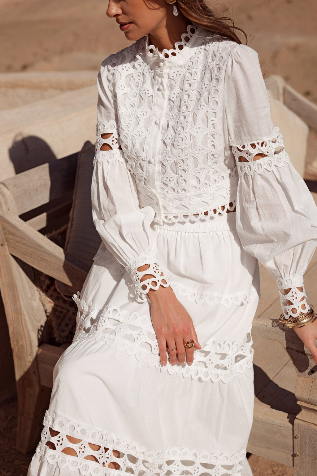 CHEMISE CROP ELLIE EN COTON AJOURÉ