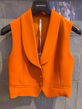 GILET À REVERS CHÂLE ET BOUTONS RECOUVERTS