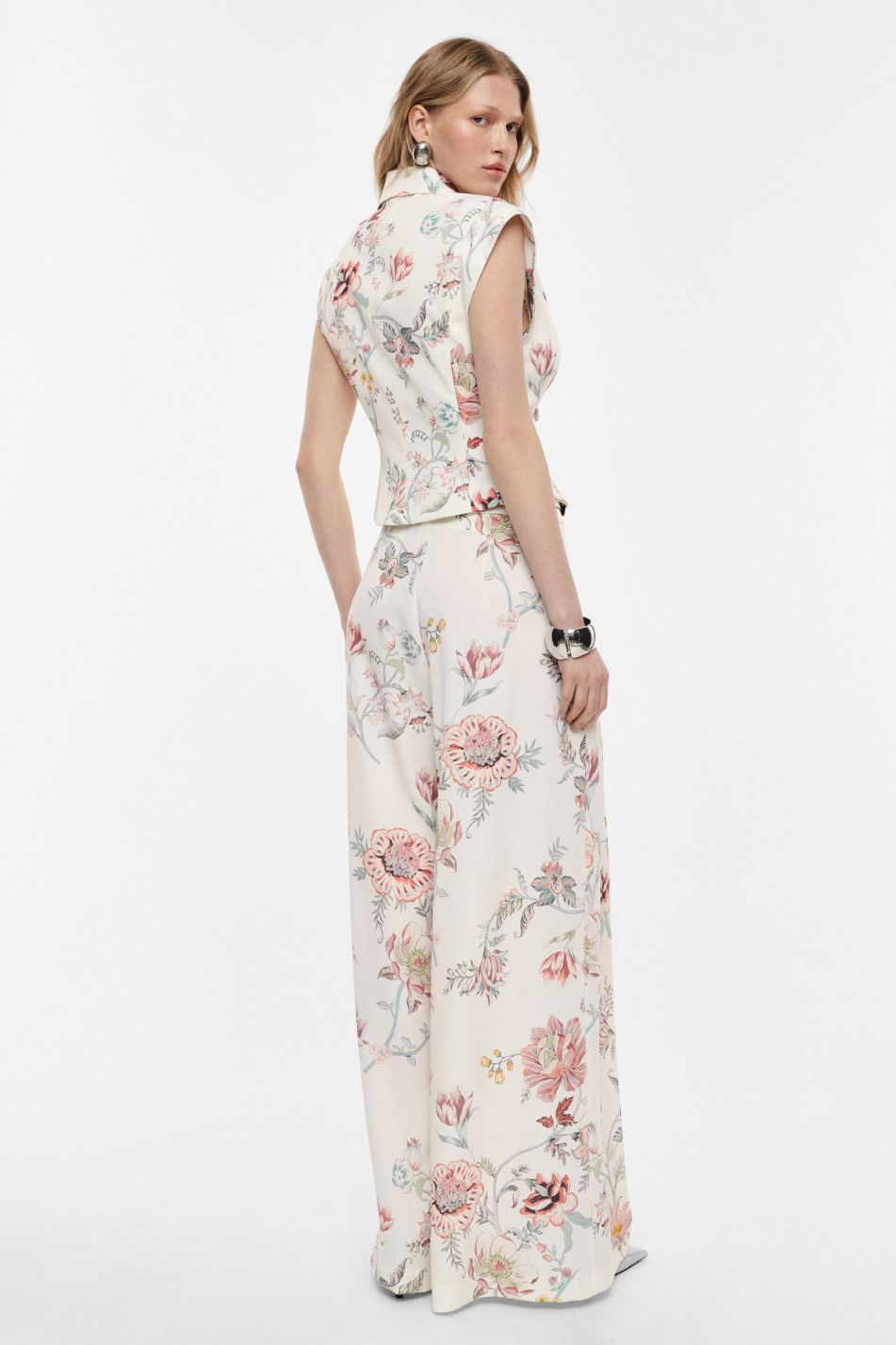 PANTALON PALAZZO À MOTIF FLORAL TAILLE HAUTE