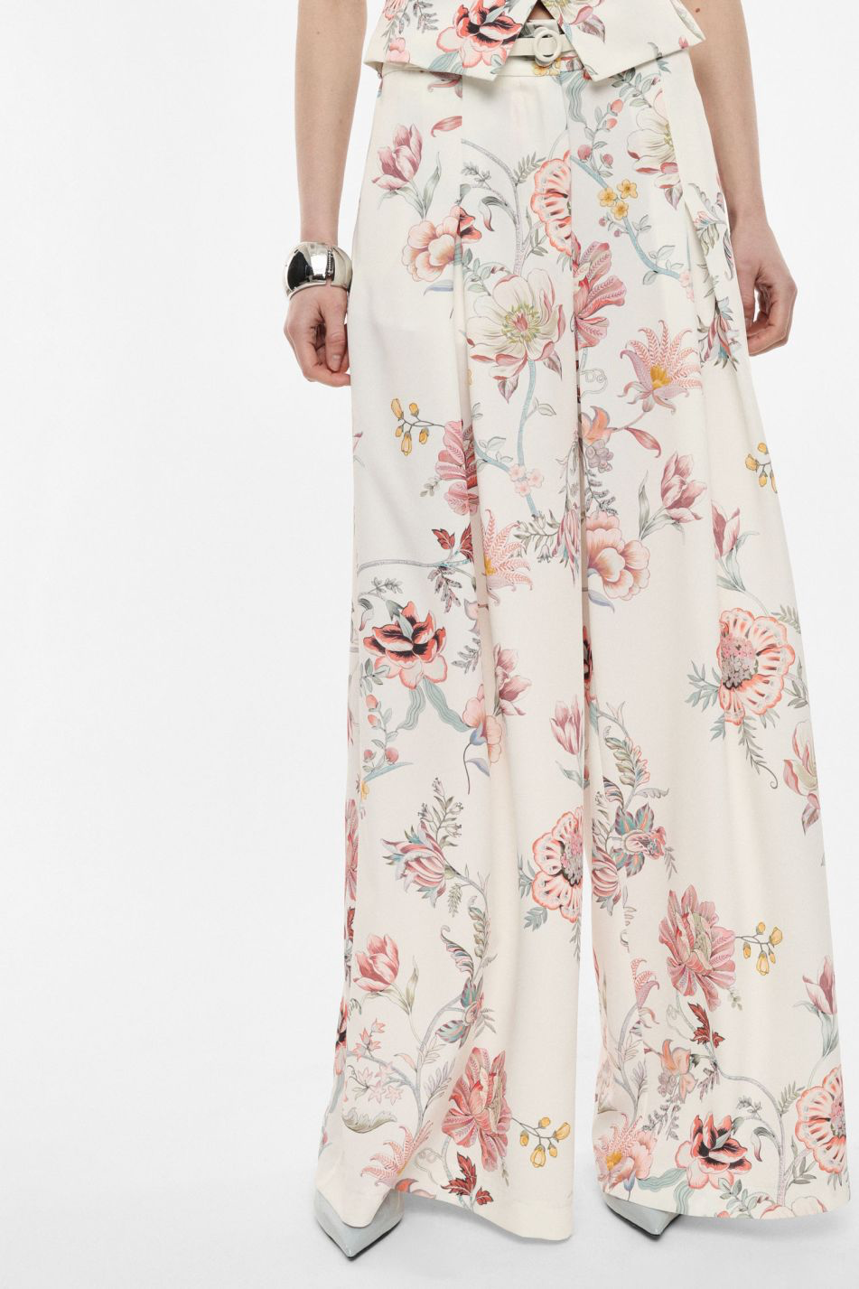 PANTALON PALAZZO À MOTIF FLORAL TAILLE HAUTE