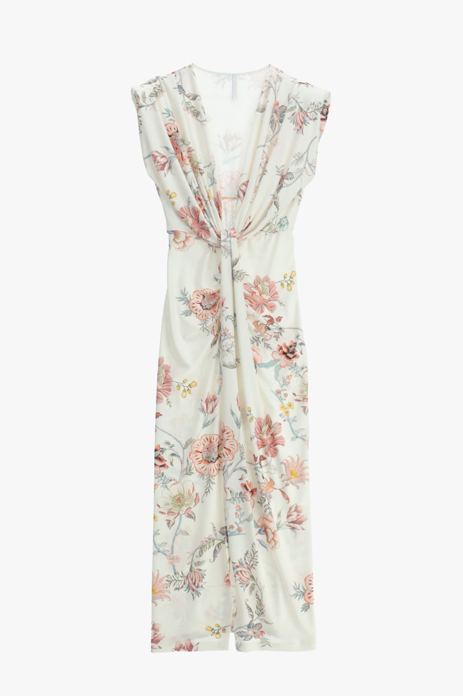 ROBE LONGUE À MOTIF FLORAL DÉCOLLETÉ EN V