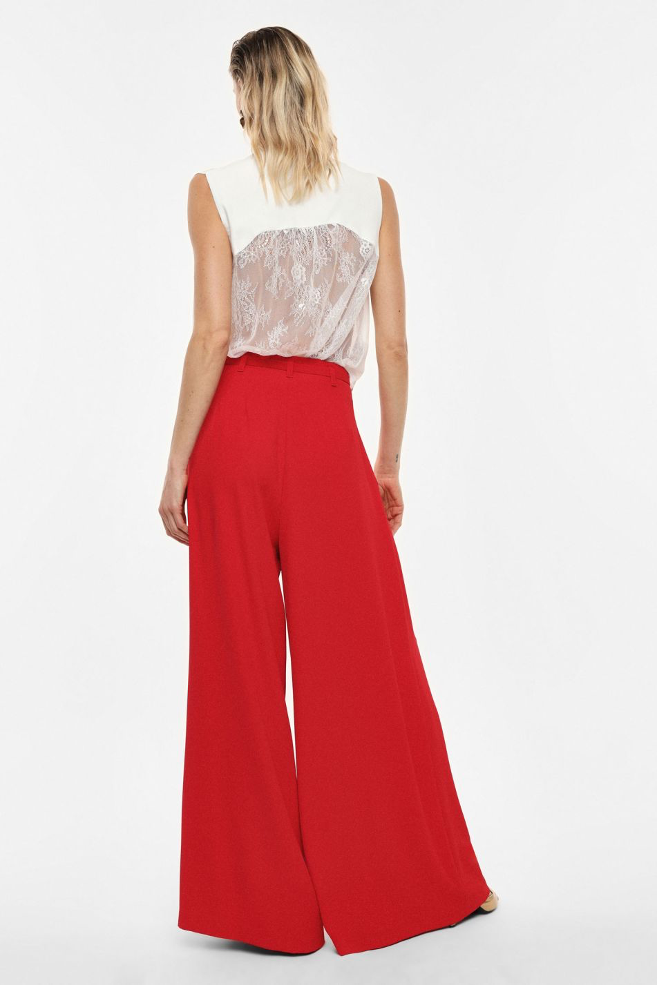 PANTALON PALAZZO LARGE TAILLE HAUTE CEINTURE