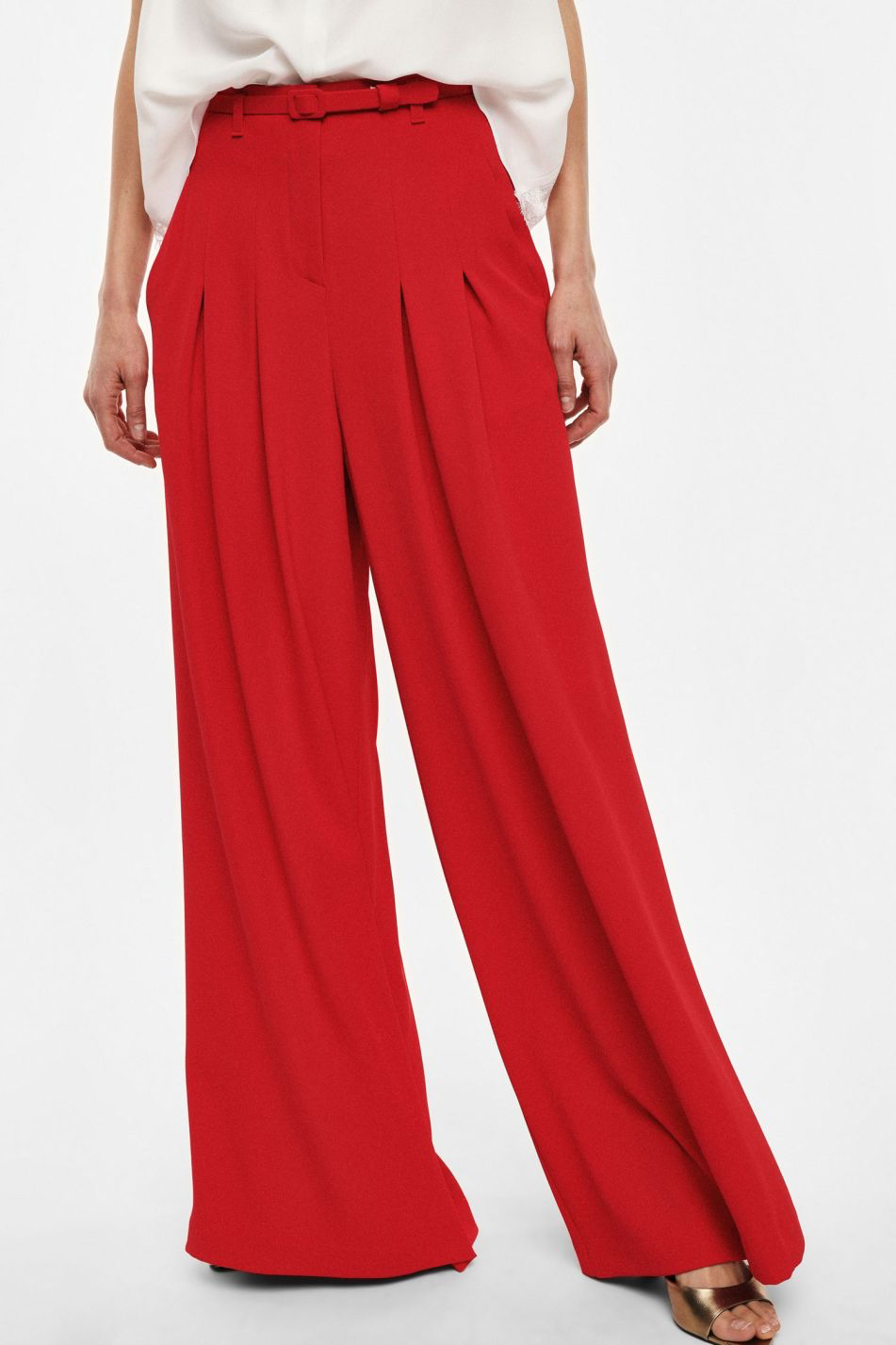 PANTALON PALAZZO LARGE TAILLE HAUTE CEINTURE