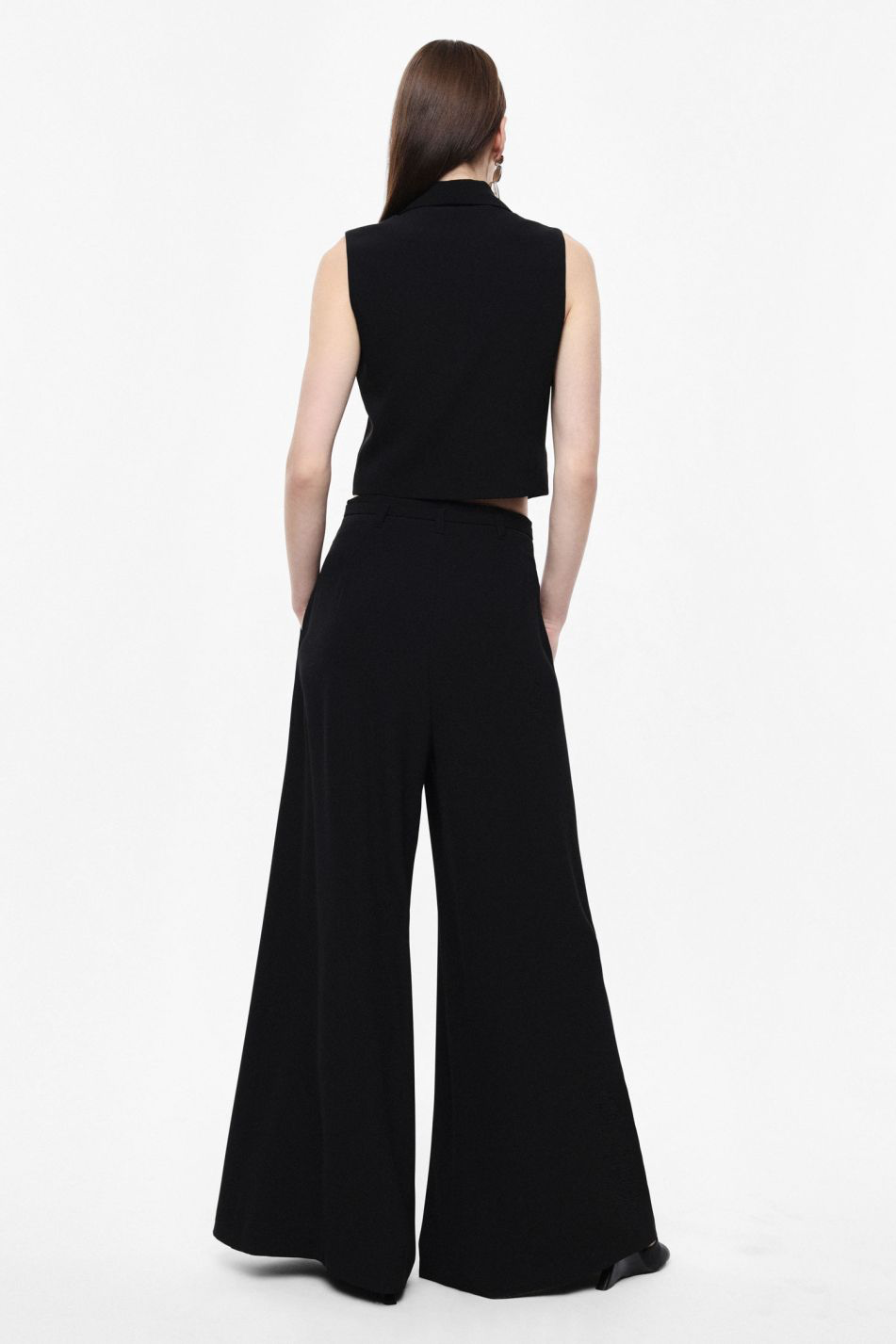 PANTALON PALAZZO LARGE TAILLE HAUTE CEINTURE