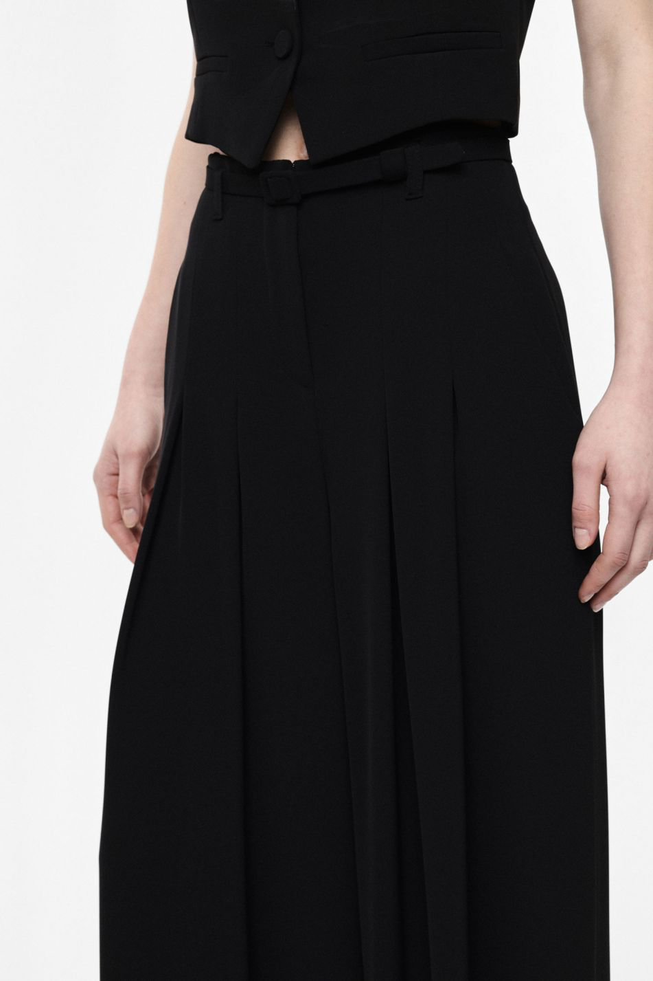 PANTALON PALAZZO LARGE TAILLE HAUTE CEINTURE