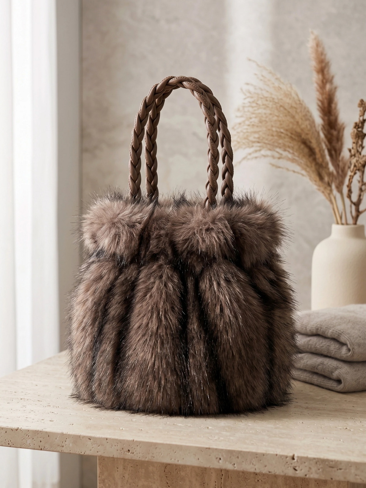Sac à main en fausse fourrure