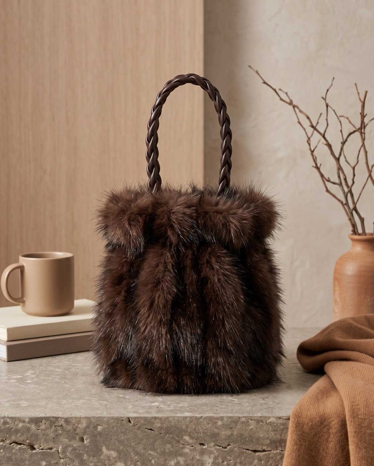 Sac à main en fausse fourrure