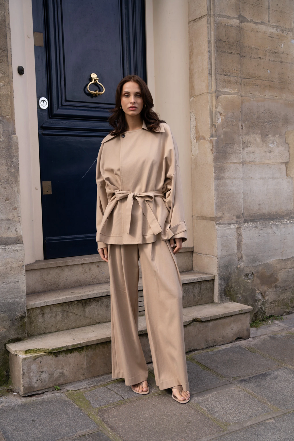 Veste courte style kimono trench-coat oversize