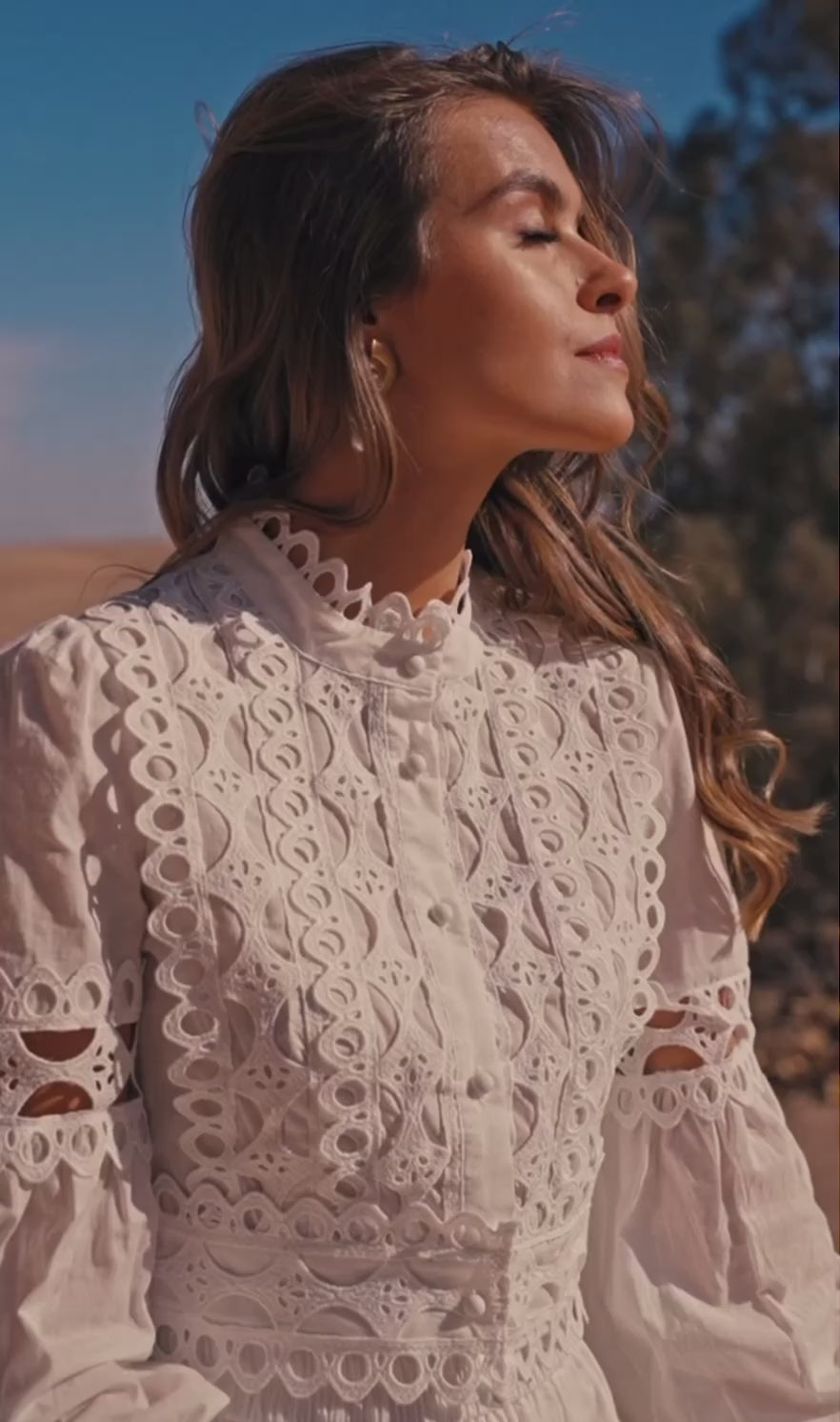 CHEMISE CROP ELLIE EN COTON AJOURÉ